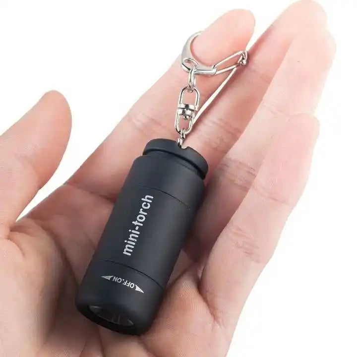 Key Chain Lighting Flashlight Portable Mini Torch Rotary Switch Waterproof