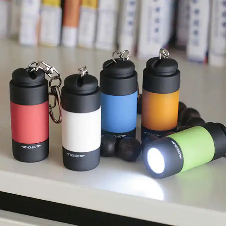Key Chain Lighting Flashlight Portable Mini Torch Rotary Switch Waterproof