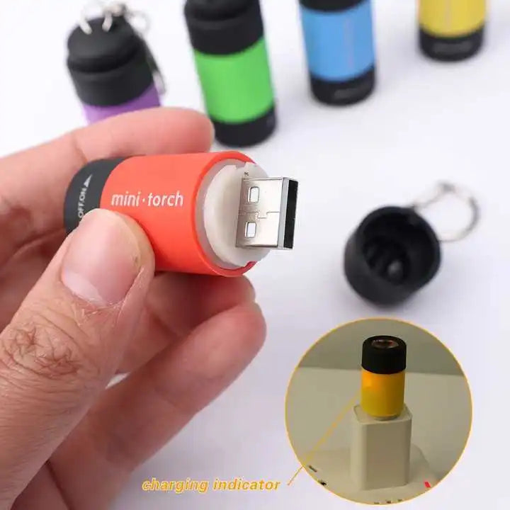 Key Chain Lighting Flashlight Portable Mini Torch Rotary Switch Waterproof