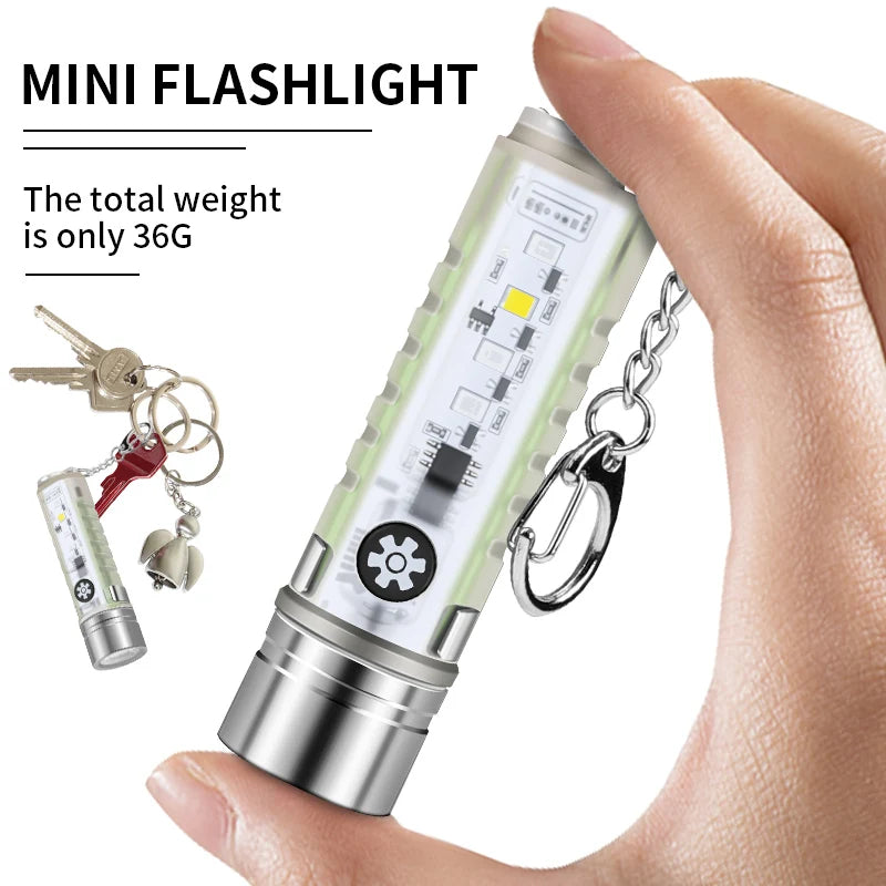Mini Keychain Flashlight LED Rechargeable Torch