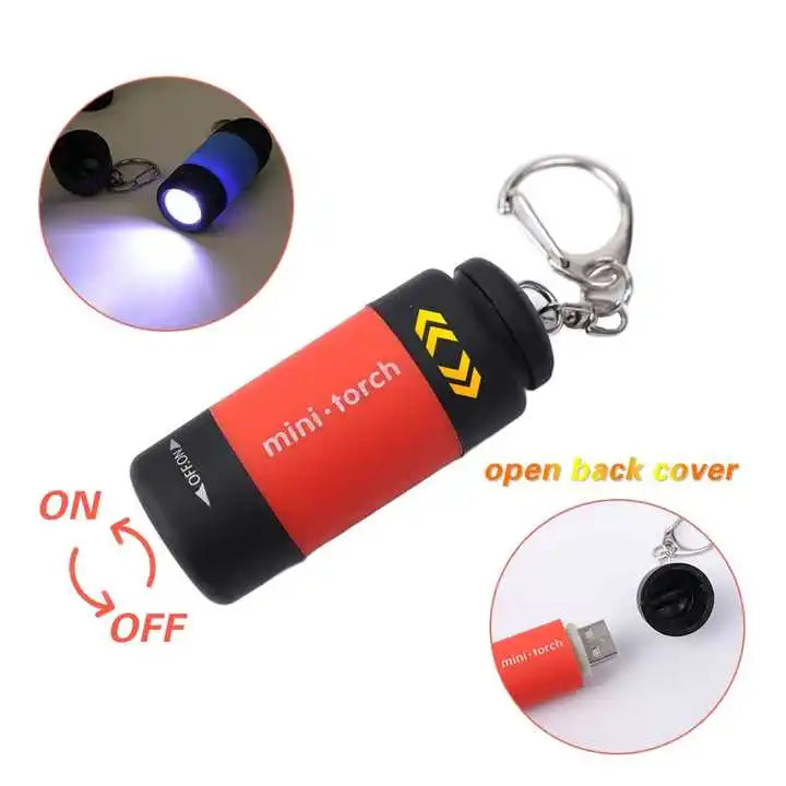 Key Chain Lighting Flashlight Portable Mini Torch Rotary Switch Waterproof